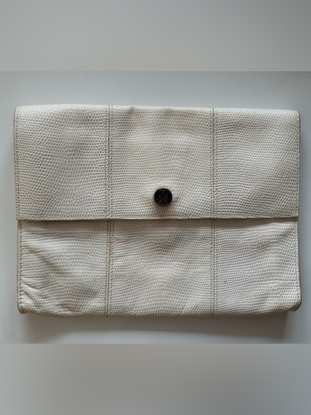 Vintage Club Monaco White Leather Clutch